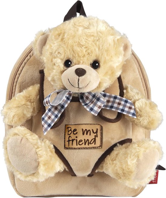 Zachte Peutel Rugzak met Knuffeldier voor Kinderen - Ideale Kleuter Backpack voor Peuterspeelzaal - 27x21x9 cm van Merkloos