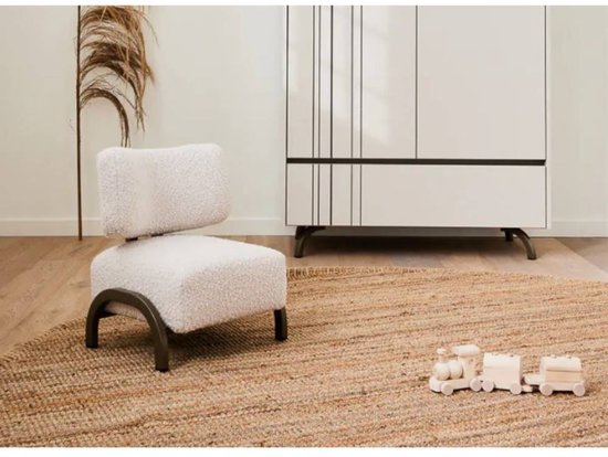 Zachte Peuterstoel - Mini Mae Kinderstoel - Kinderstoel - Stapelbaar Ontwerp - Zachte Stof - Houten Kinderstoel - Kinderstoel voor Zitten, Spelen en Lezen - Stapelbare Kinderstoel - Mini Kinderstoel - Zitmeubel voor Kinderen - Naturel van Merkloos