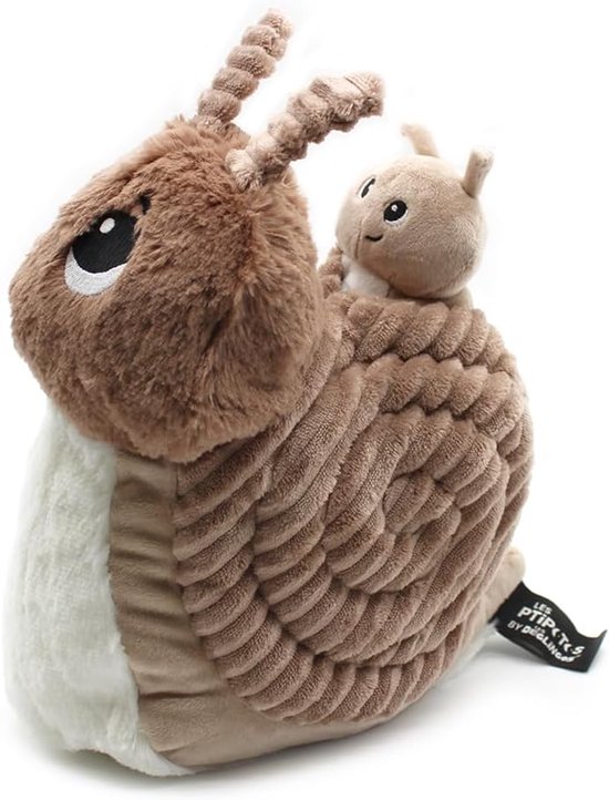 Zachte Pluche Slak - Knuffel Mama Baby - Speelgoed Voor Kinderen - Origineel Corduroy Design - 22 cm Hoog - Beige