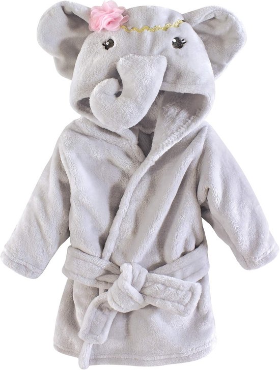 Zachte Pluchen Badjas voor Baby Jongens en Meisjes - Olifant Patroon - 0-9 Maanden