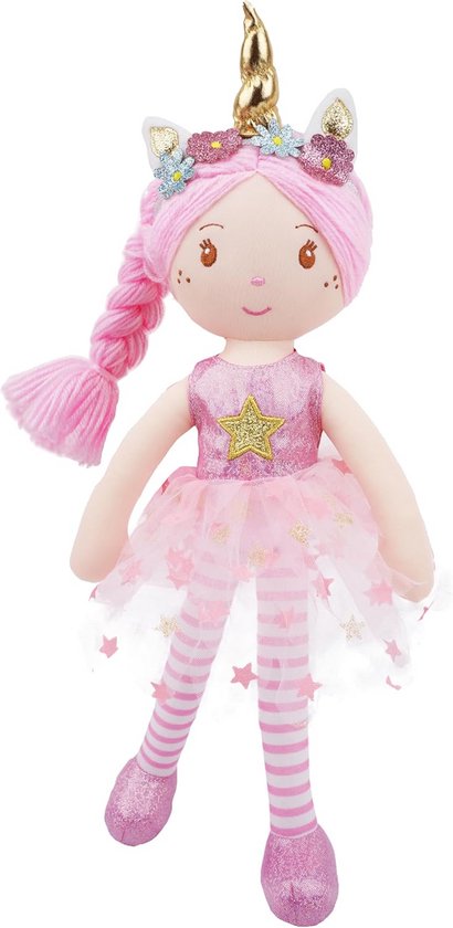 Zachte Pluchen Eenhoorn Pop 40cm Roze Haar - Knuffelpop Cadeau voor Peuters vanaf 2 Jaar van Merkloos