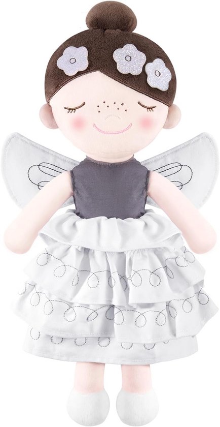 Zachte Pop 40 cm Beschermengel – Vleugels Knuffel Bloemenprinses – Doopcadeau voor Baby Meisje – Kinderen 3-5 Jaar
