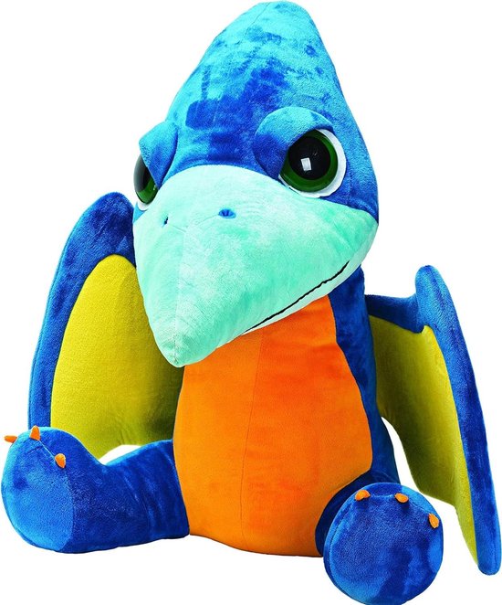 Zachte Pterodactyl - Dino knuffel - Knuffelen en spelen - Vriendelijke uitstraling - 24 cm - Blauw