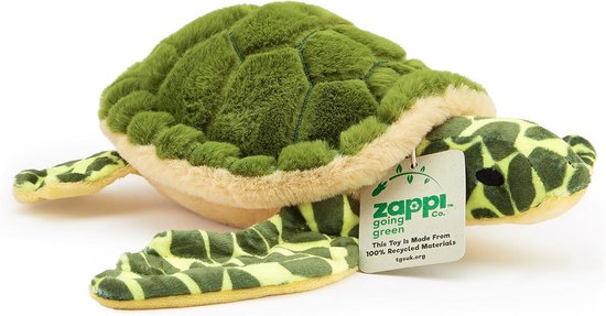 Zachte Schildpad Knuffel - Pluche Dier - Spelen en Knuffelen - Gemaakt van Gerecycled Materiaal - 33 cm Breed - Groen