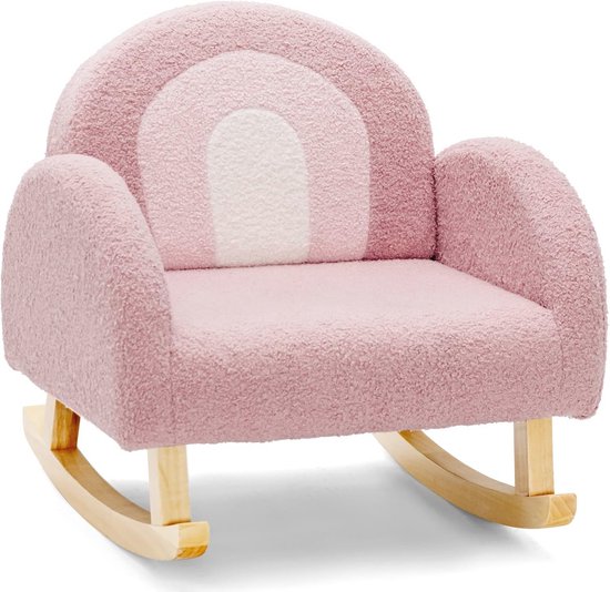 Zachte Schommelstoel voor Peuters - Gevoerde Kinderbank met Houten Poten - Ergonomisch en Comfortabel - Perfect voor Kindkamer en Speelkamer van Woltu