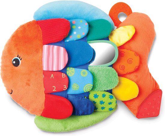 Zachte Sensorische Knuffel Vis Speelgoed voor Baby's met Spiegel en Piep