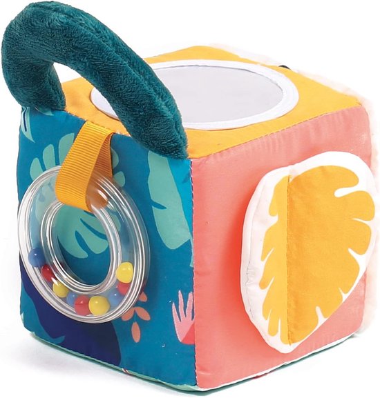 Zachte Sensorische Speelkubus met Activiteiten voor Baby's vanaf 3 Maanden: Rammelaar, Bijtring en Spiegeltje van Merkloos