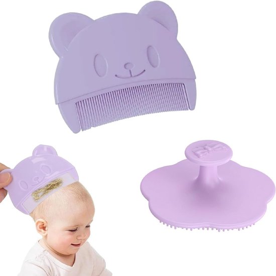 Zachte Silicone Baby Haarborstel en Kam Set voor Nieuwe Moeders, Geschikt voor Baby's en Peuters (2 stuks) van Merkloos