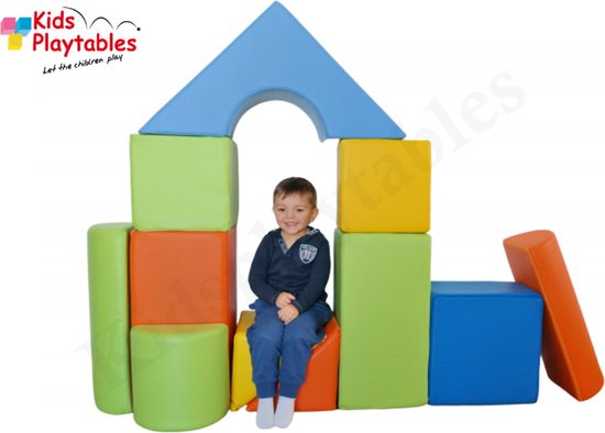Zachte Soft Play Foam Blokken set 11 stuks multicolor | grote speelblokken | baby speelgoed | foamblokken | reuze bouwblokken | motoriek peuter | schuimblokken | zachte blokken baby | bouwblokken xxl van WOOOD