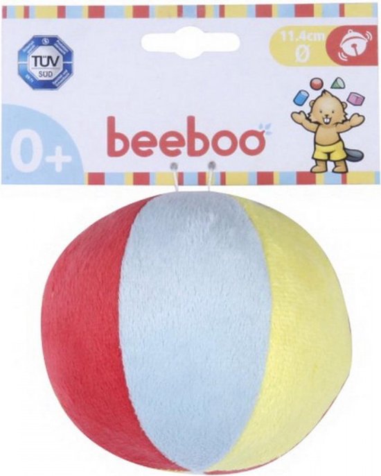 Zachte stoffen babybal met rammelaar - BEEBOO van BEEBOO