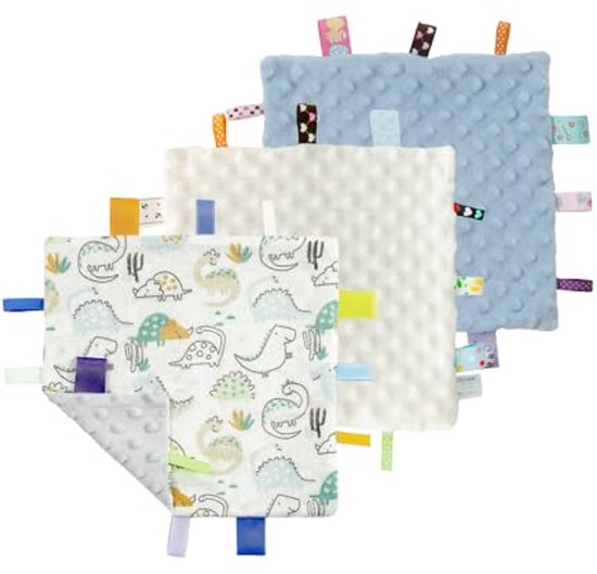 Zachte Zintuiglijke Veiligheidsdeken voor Baby's - Perfect Cadeau voor Verjaardag en Baby Shower - Dinosaurus Design 24x24cm van Merkloos