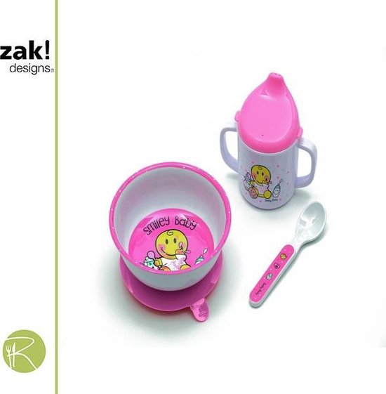 Zak!Designs - Dinerset - Servies Kadoset - Smiley Baby - Roze van Zak!Designs