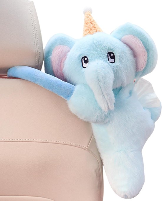 Zakdoekdispenser Auto - Papierhouder Interieur - Praktisch Onderweg - Schattig Olifant Design - 40 x 20 cm - Grijs
