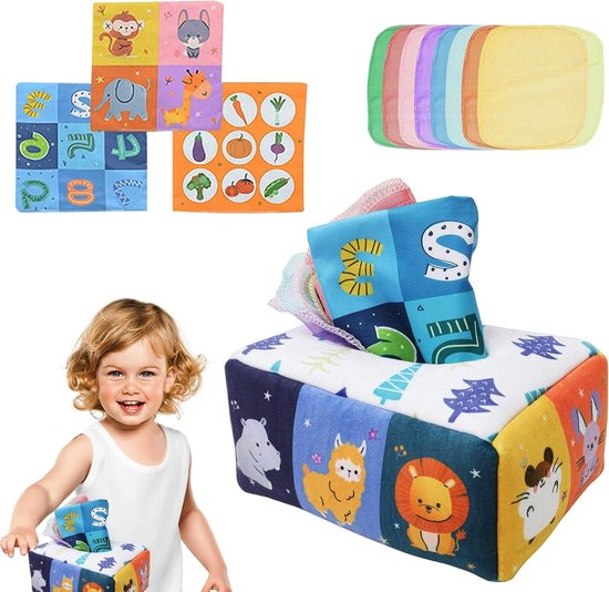 Zakdoekjes Speelgoed - Sensorisch Educatief - Baby Ontwikkeling - Muziek en Knettergeluiden - 24 x 18 x 12 cm - Multicolor