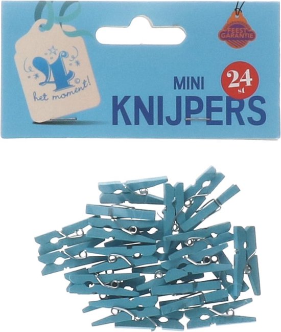Zakje Geboorte knijpertjes - blauw - 24 stuks van Merkloos