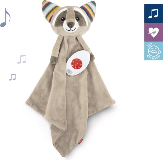 Zazu Robin de Wasbeer - Heartbeat & White Noise Knuffeldoekje - Beige - 35 cm van Zazu