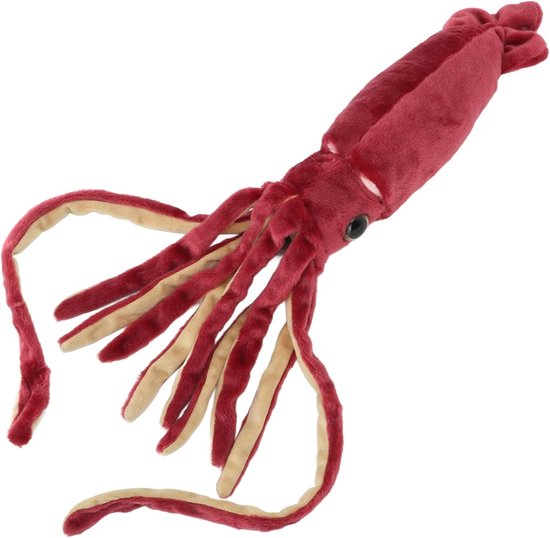 Zeedieren Inktvis Pluche - Zeespeelgoed Knuffel - Knuffelen en Spelen - Zacht PP Katoen Vulling - 30 cm Lengte - Rood