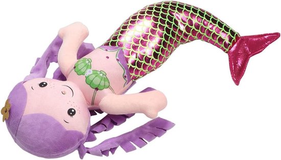 Zeemeermin Kussen - Pluche Pop - Kinderen Spelen - Stimuleert Verbeelding - 30 cm - Paars