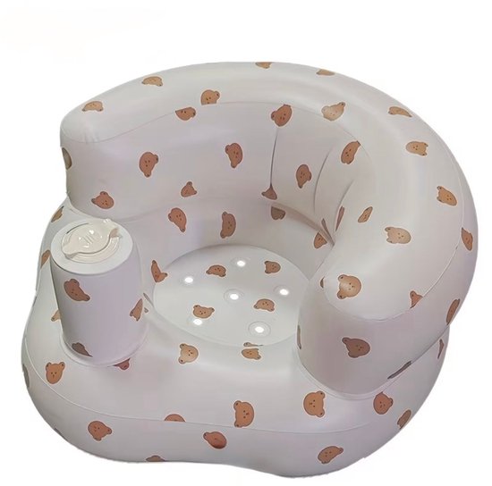 Zelfopblaasbare Opblaasbare Zitstoel voor Baby & Peuter met Rugleuning – Beer Design – Lichtgewicht en Comfortabel van Merkloos