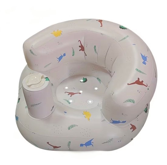 Zelfopblaasbare Opblaasbare Zitstoel voor Baby & Peuter met Rugleuning – Dino Design – Lichtgewicht en Comfortabel van Merkloos
