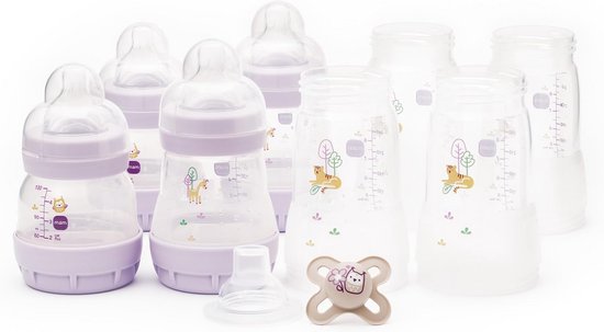 Zelfsteriliserende Anti Colic Starter Set voor Pasgeborenen - Fles en Fopspeen Set - Roze