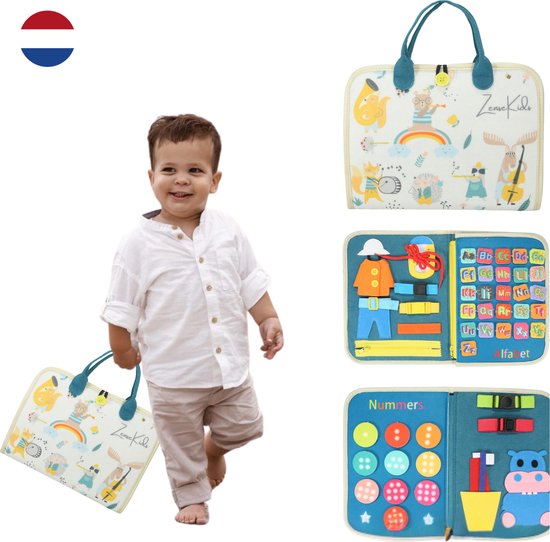 ZenseKids® Busy Board - Nederlands - Montessori speelgoed - Activiteitenboek - Sensorisch Speelgoed - Busy Book - Educatief Speelgoed - Peuter Speelgoed - Jongens - Meisjes - Voor in de auto - Voor onderweg - 3 jaar - 4 jaar - 5 jaar - 6 jaar