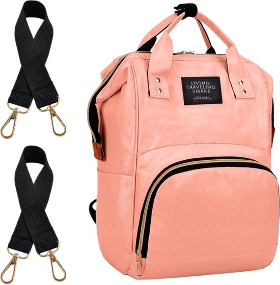 Zenzee - Luiertas - Rugzak - Inclusief buggy en kinderwagenhaken - Met isoleervak - 30 L - Roze van Zenzee