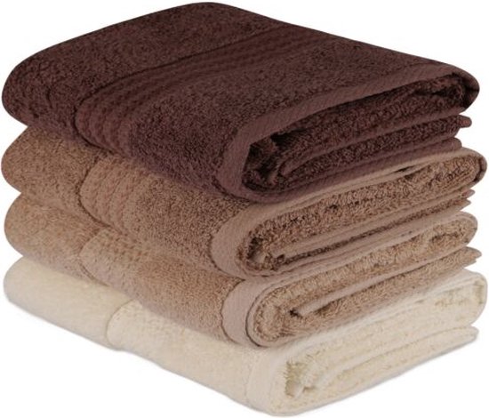 Zestaw 4 brązowych bawełnianych ręczników Foutastic Home, 50x90 cm van Foutastic Home