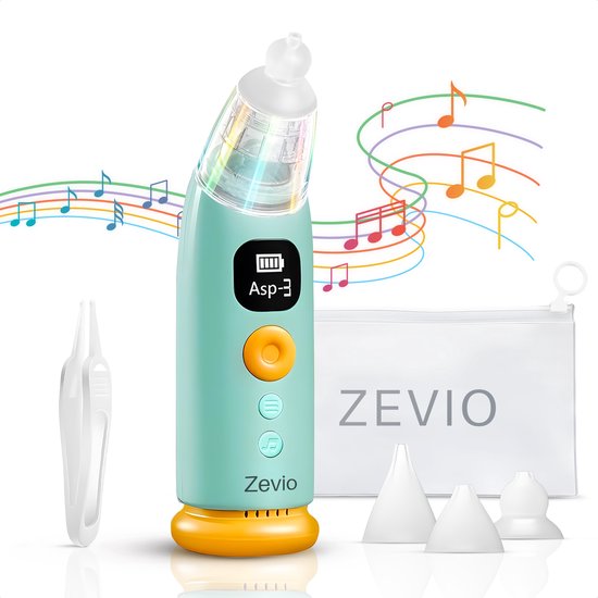 Zevio Neusreiniger Baby Elektrisch - Neuszuiger Baby - Met Licht en Muziek - Snoetenpoetsers - Neuspompje - USB-C - Inclusief Opbergetui van Merkloos