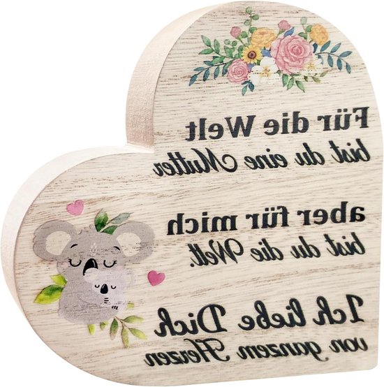 Zeynomax - Houten Hartje Cadeau voor Mama - Handgemaakt Houten Bord - Moederdagcadeau - Kerstcadeaus - Van Dochter en Zoon van Zeynomax