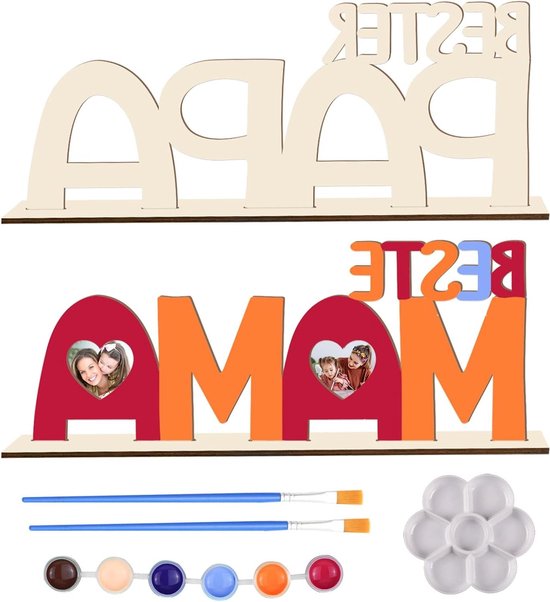 Zeynomax - Houten Letters Knutselset voor Mama en Papa - Houten Fotolijst - Verjaardagscadeau - Naam Beschilderen - Moeder en Vader - Vaderdag en Moederdag Cadeau van Zeynomax