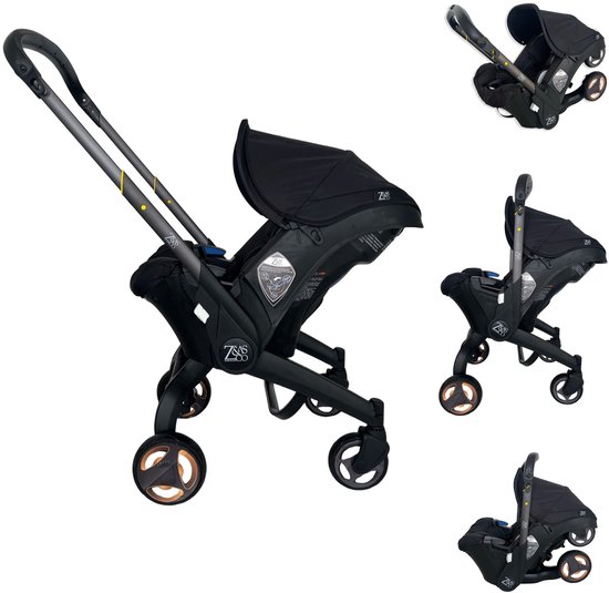 ZIA S & CO 3-in-1 Kinderwagen - Wandelwagen - Autostoeltje - Buggy - Nieuwste Model - Inklapbaar - Zwart - 0-24 Maanden van Merkloos