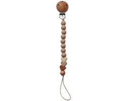 Zibbi Little Hearts Speenkoord Sand Beige – Luxe Siliconen Speenclip – BPA Vrij
