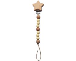 Zibbi Little Star Speenkoord Soft Beige – Luxe Siliconen Speenclip – BPA Vrij