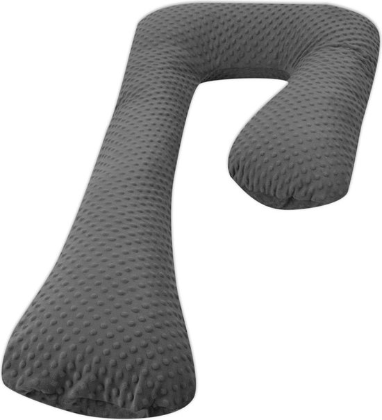 Zijslaapkussen - 235 cm - minky stof - grijs van Litollo
