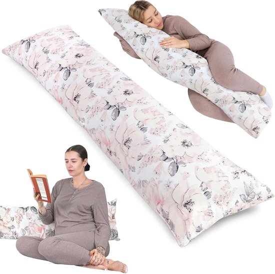 Zijslaapkussen volwassenen hoes katoen 40 x 145 cm comfortkussen lichaamskussen Wilde Roos Zijslaapkussen volwassenen van Snoozing
