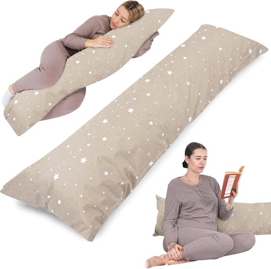 Zijslaapkussen, zwangerschapskussen, voedingskussen, 40 x 145 cm met hoes, ondersteuningskussen, kussen voor vrouwen en zijslapers, babyzwangerschapskussen, XXL, 40 x 145 cm van Babyjem