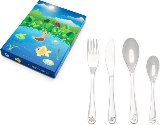 Zilverstad kinderbestek 4259070 vijverdieren INCLUSIEF NAAMGRAVURE van Zilverstad