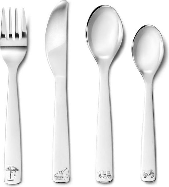 Zilverstad kinderbestek 6826030 Bouwvoertuigen INCLUSIEF NAAMGRAVURE van Zilverstad