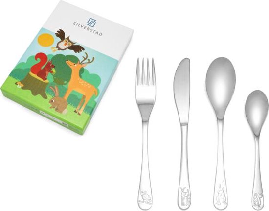 Zilverstad kinderbestek bosdieren INCLUSIEF NAAMGRAVURE van Zilverstad
