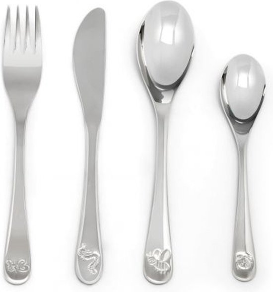 Zilverstad kinderbestek natuurvriendjes INCLUSIEF NAAMGRAVURE van Zilverstad