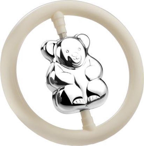 Zilverstad - Rammelaar Beer in ring - Zwaar verzilverd (B90) van Zilverstad