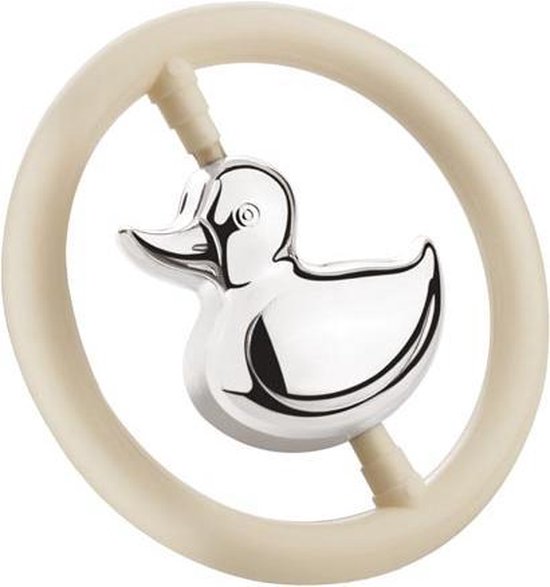 Zilverstad - Rammelaar Eend in ring - Zwaar verzilverd (B90) van Zilverstad