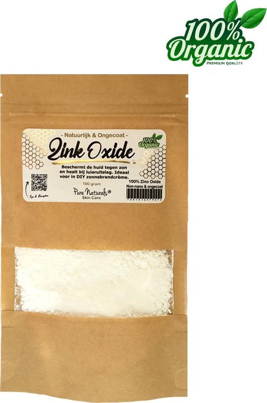 ZinkOxide (Non-Nano Ongecoat) 100 gram - voor zonnebrandcreme en zinkzalf - Pure Naturals van Pure Naturals