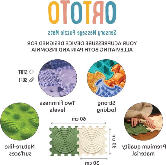 Zintuiglijke puzzelmattenset - in elkaar grijpende speelmat - mindfulness vinger sensorisch labyrint. van Zintuiglijk