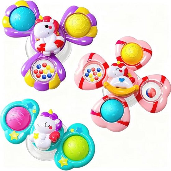 Zintuiglijke zuignap-spinner voor baby's vanaf 3 maanden – Rustgevend draaispeelgoed voor in bad