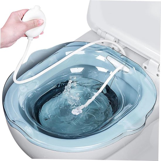Zitbad Toilet - Baden Set - Persoonlijke Hygiëne - Anti-Overloop Ontwerp - 39 x 39 x 10 cm - Blauw