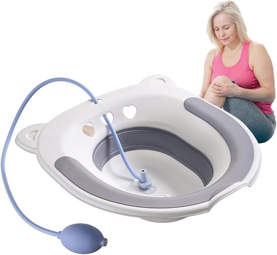 Zitbad Toiletpot - Bidet Opvouwbaar - Herstel Na Geboorte - Opvouwbaar Discreet - 43.8 x 40.7 cm - Grijs
