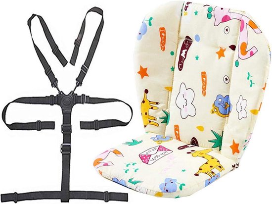 Zitkussen Liner Mat Pad Cover - Resistent en Hoge Stoel Riemen (5-Punts Opvangband) - Giraffe Print van babylove