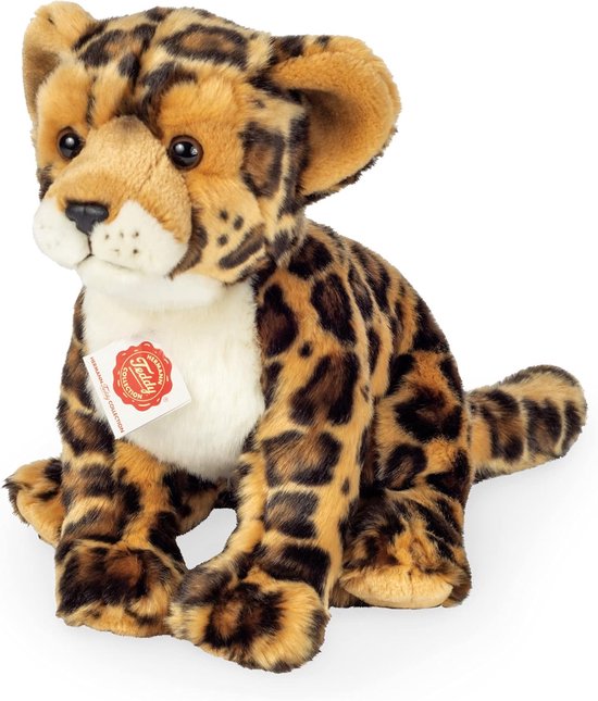 Zittend Luipaard - Knuffeldier Pluche - Decoratie Kamer - Wasbaar Op 30 Graden - 27 Cm Hoog - Bruin van Merkloos